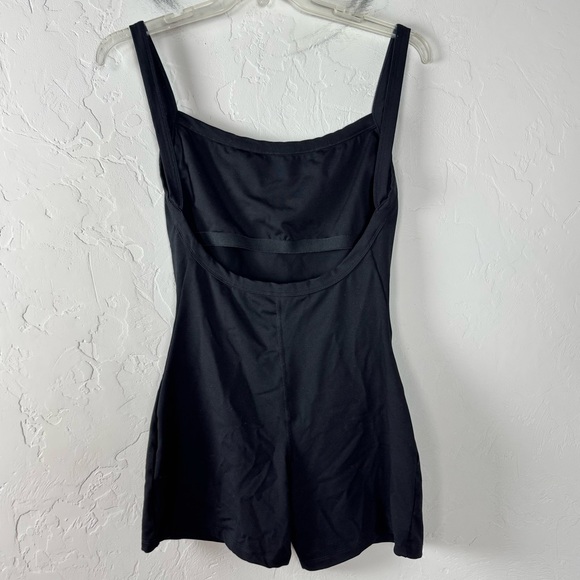 Garage One Piece Romper Athletic Workout Playsuit Solid Black Short Low Back - Picture 2 of 8